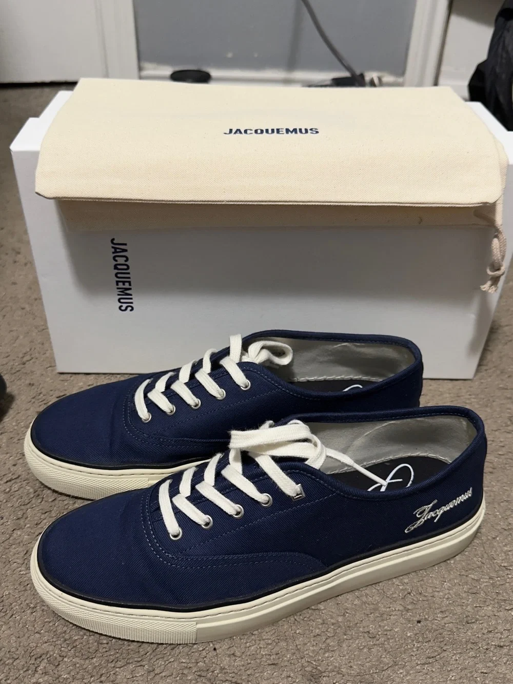 Jacquemus  Fefe Skate Men’s Low-Top Canvas Sneakers in Navy